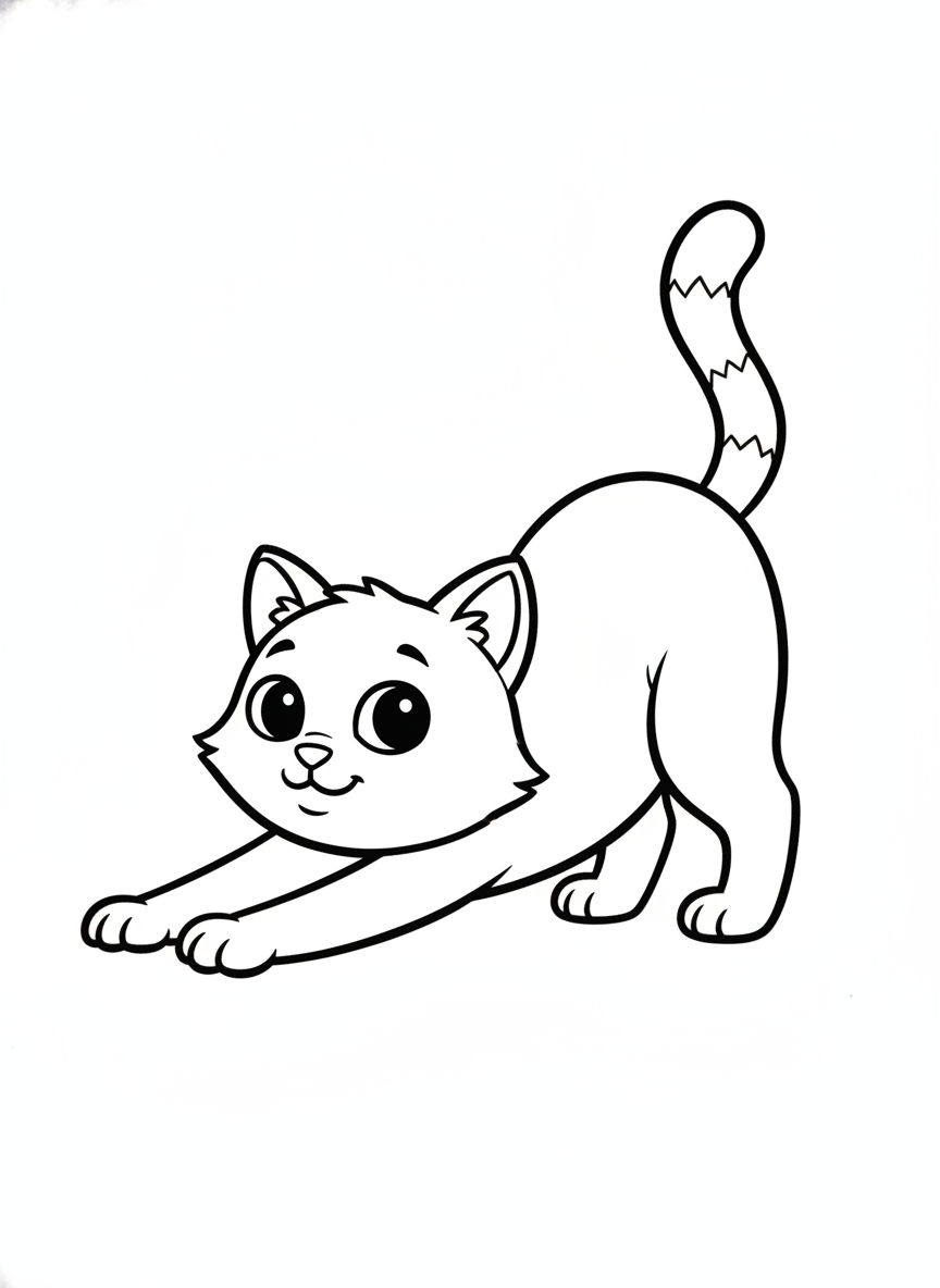 Cat coloring page 6 - cat stretching