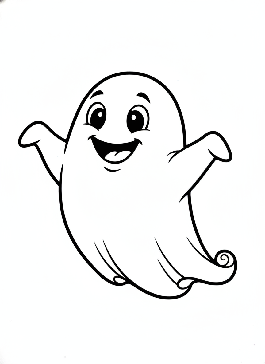 Halloween coloring page 2 - friendly floating ghost