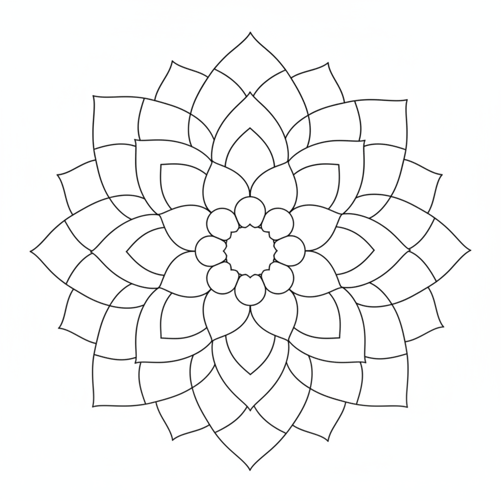 Mandala coloring page 5 - lotus flower mandala with layered petals